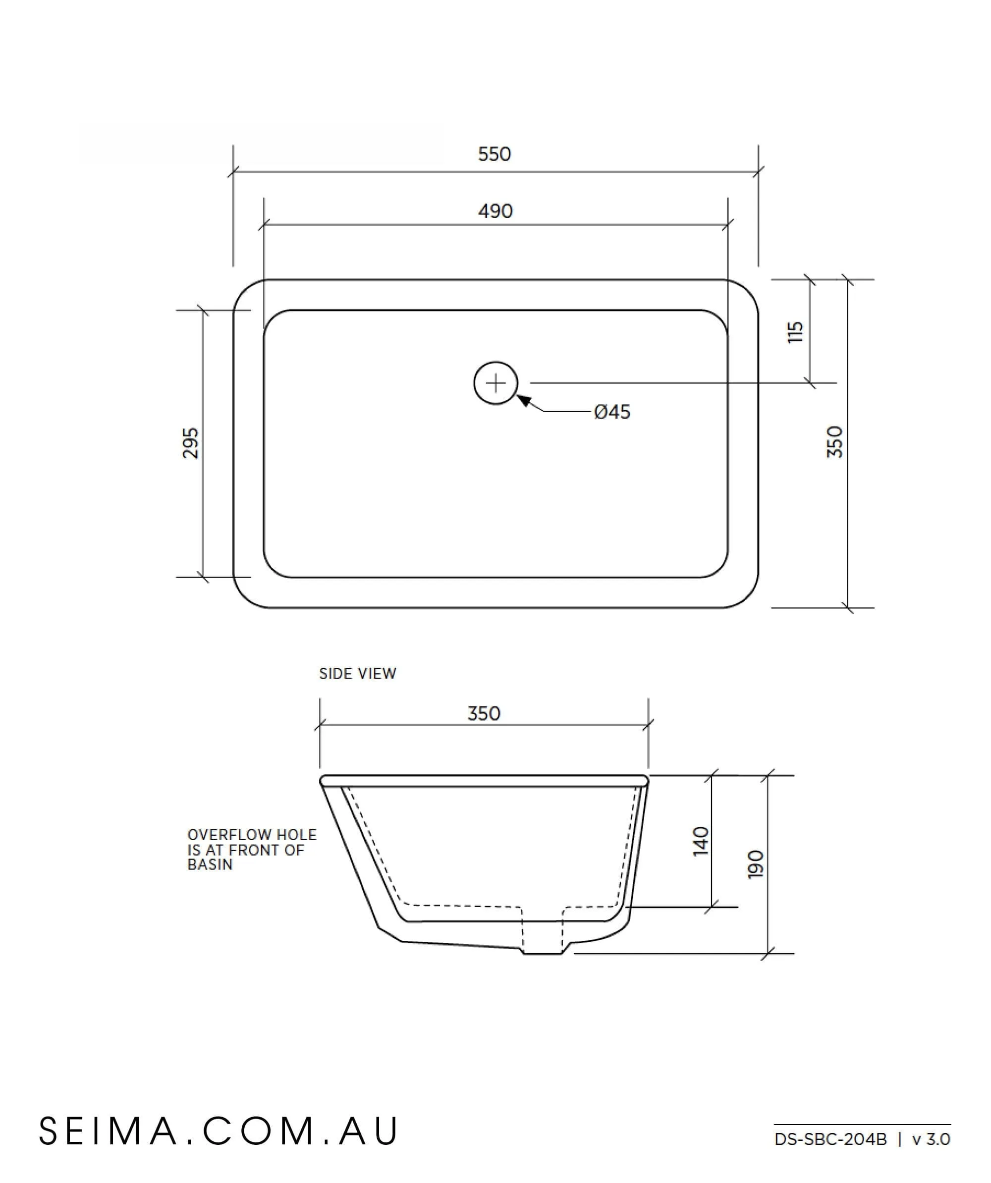Seima Plati 204 Undermount Basin Matte Black 191471 Seima Plati 204 Undermount Basin Matte Black 191471