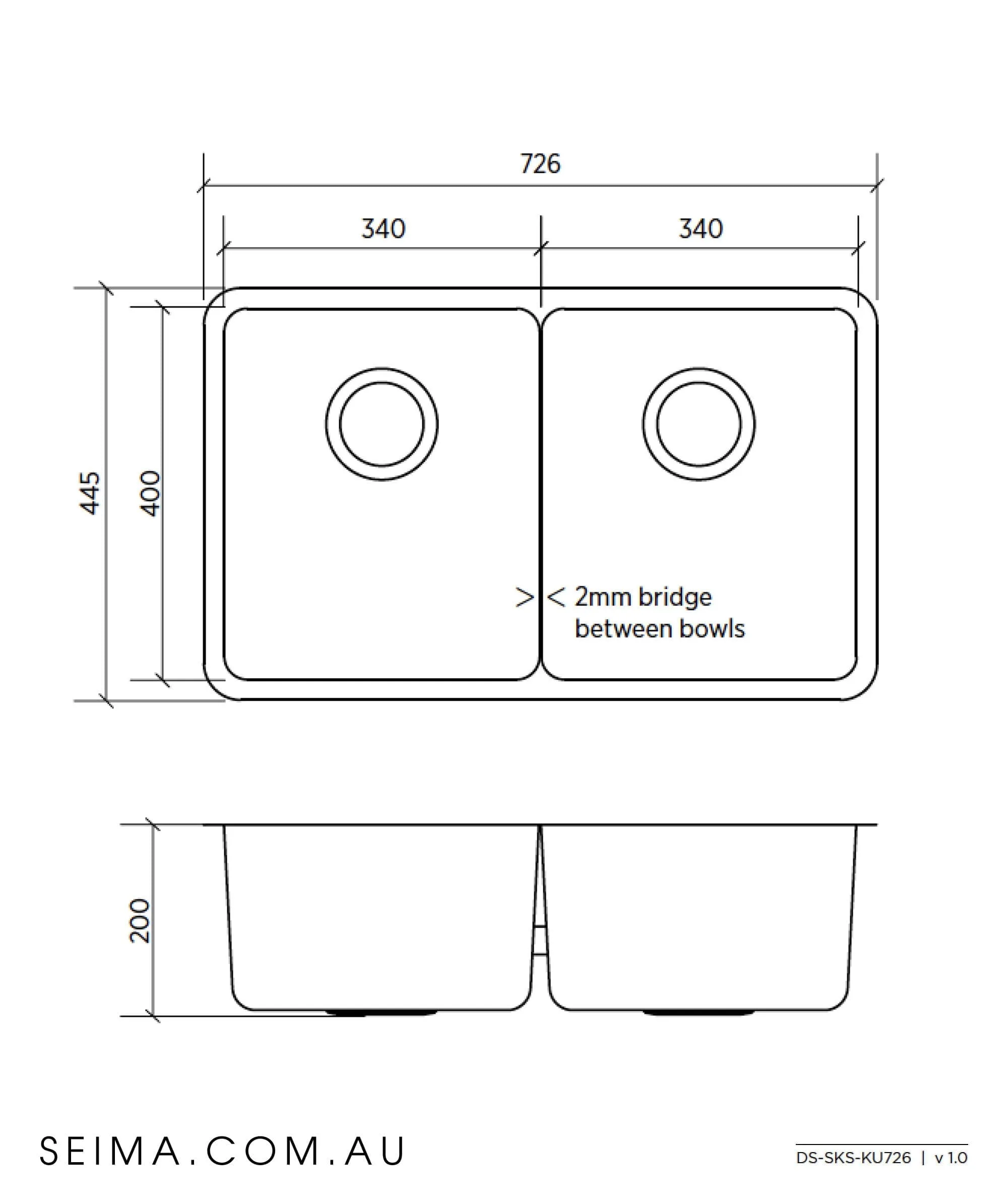 Seima Kubic 726 Blade Double Bowl Sink No Splash Design 191679 Seima Kubic 726 Blade Double Bowl Sink No Splash Design 191679