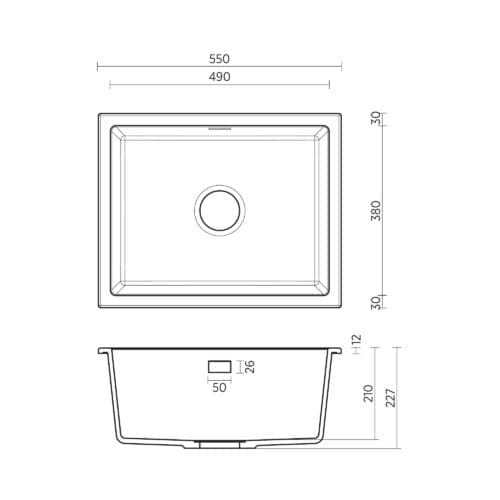 Seima Oros 550 Black or White Arqstone Undermount/Overmount  Sink
