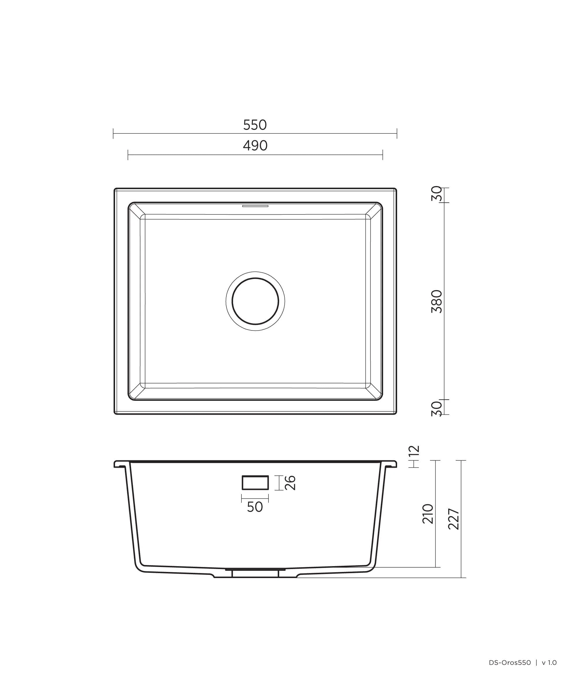 Seima Oros 550 Black or White Arqstone Undermount/Overmount Sink Seima Oros 550 Black or White Arqstone Undermount/Overmount Sink