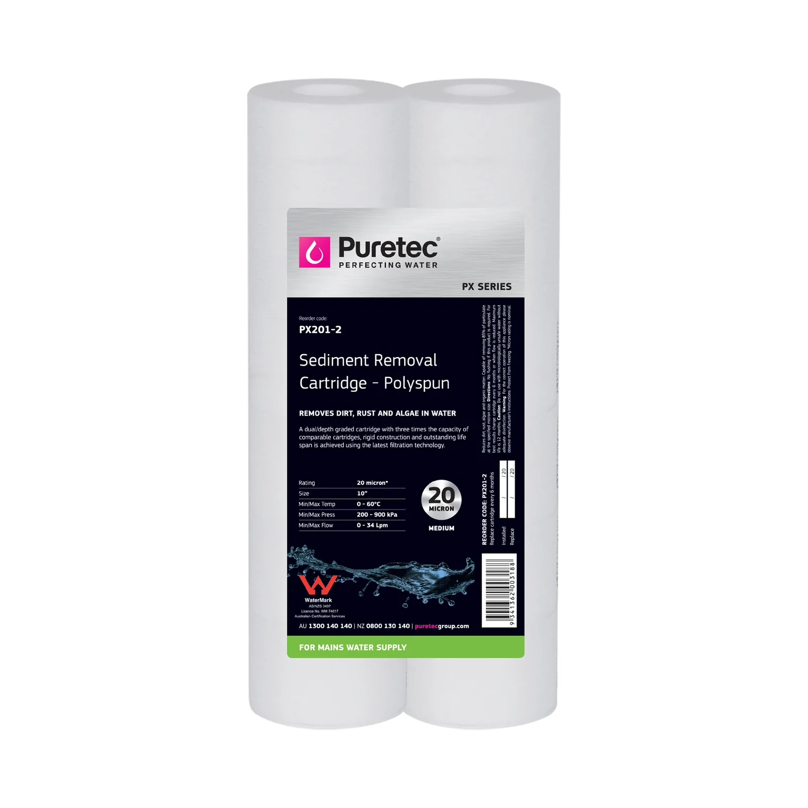 puretec px201 2 twin pack polyspun sediment cartridge Puretec Px201-2 Twin Pack Polyspun Sediment Cartridge