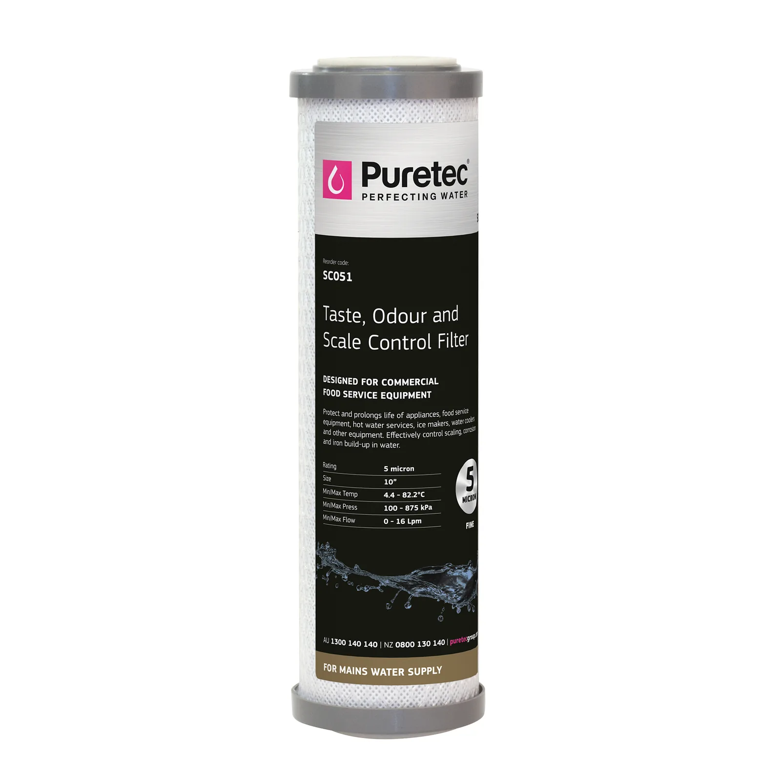 puretec triple action cartridge 10" 5 micron sc051 Puretec Triple Action Cartridge 10" 5 Micron SC051