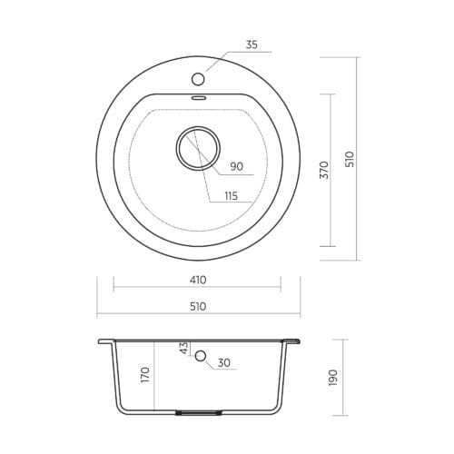 Seima Icaria Arqstone Quartz Single Bowl Sink 191076