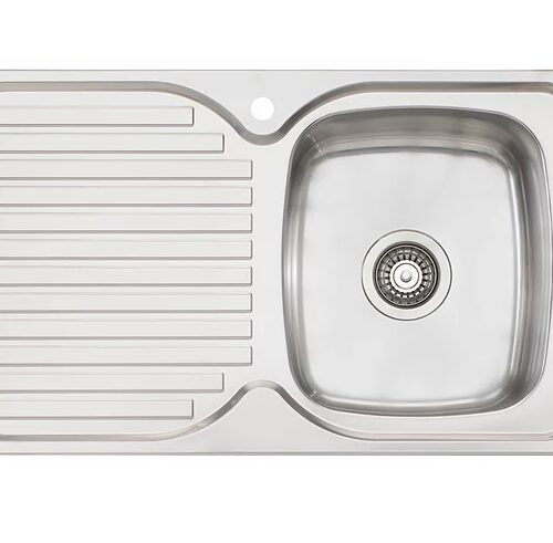 Bassini Single Bowl Sink With Drainer 1Th  Right Hand Bowl