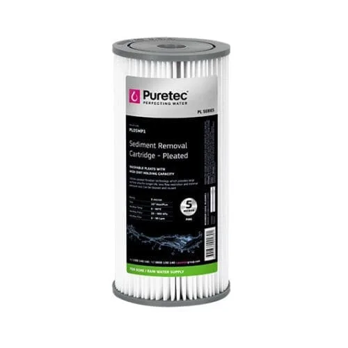 Puretec Pl05Mp1 Pleated Sediment Cartridge, 10" Mp, 5 Micron