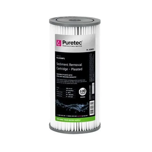 Puretec Pl100Mp1 Pleated Sediment Cartridge, 10" Mp, 100 Micron