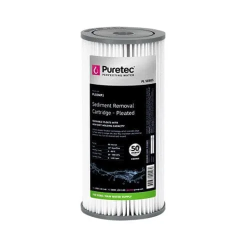 Puretec Pl50Mp1 Pleated Sediment Cartridge, 10" Mp, 30 Micron