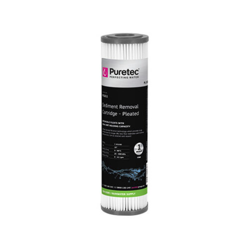 Puretec Pl011 Pleated Sediment Cartridge, 10 Inch, 1 Micron