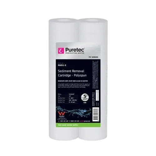 Puretec Px051-2  Twin Pack  Polyspun Sediment Cartridge, 10 Inch, 5 Micron