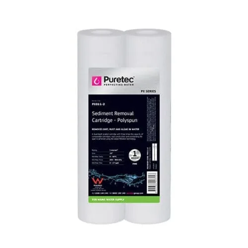 Puretec Px011-2  Twin Pack  Polyspun Sediment Cartridge, 10 Inch, 1 Micron
