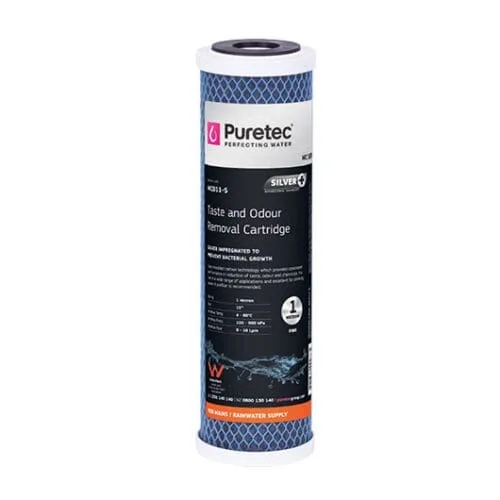 Puretec MC011-S Moulded Carbon Cartridge, 10 Inch, 1 Micron