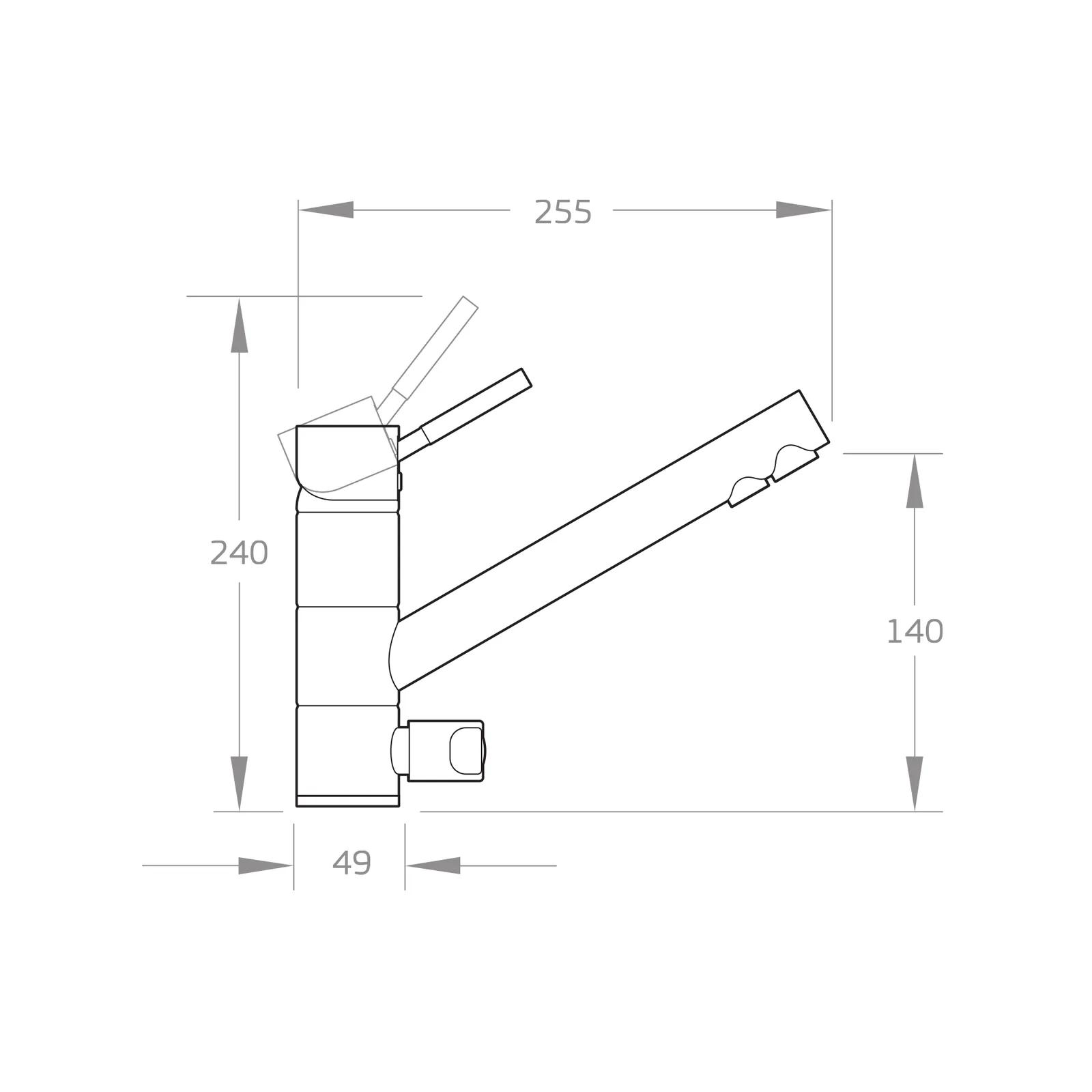 puretec tripla t1 triple action mixer tap only – dimensions Puretec Tripla-T1 Triple Action Mixer Tap only – dimensions