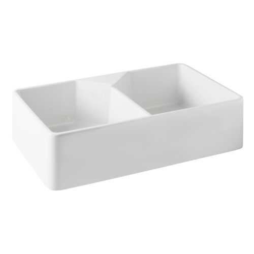 Turner Hastings 7408 Chester 80 x 50 Double Flat Front Fine Fireclay Butler Sink - No tap hole