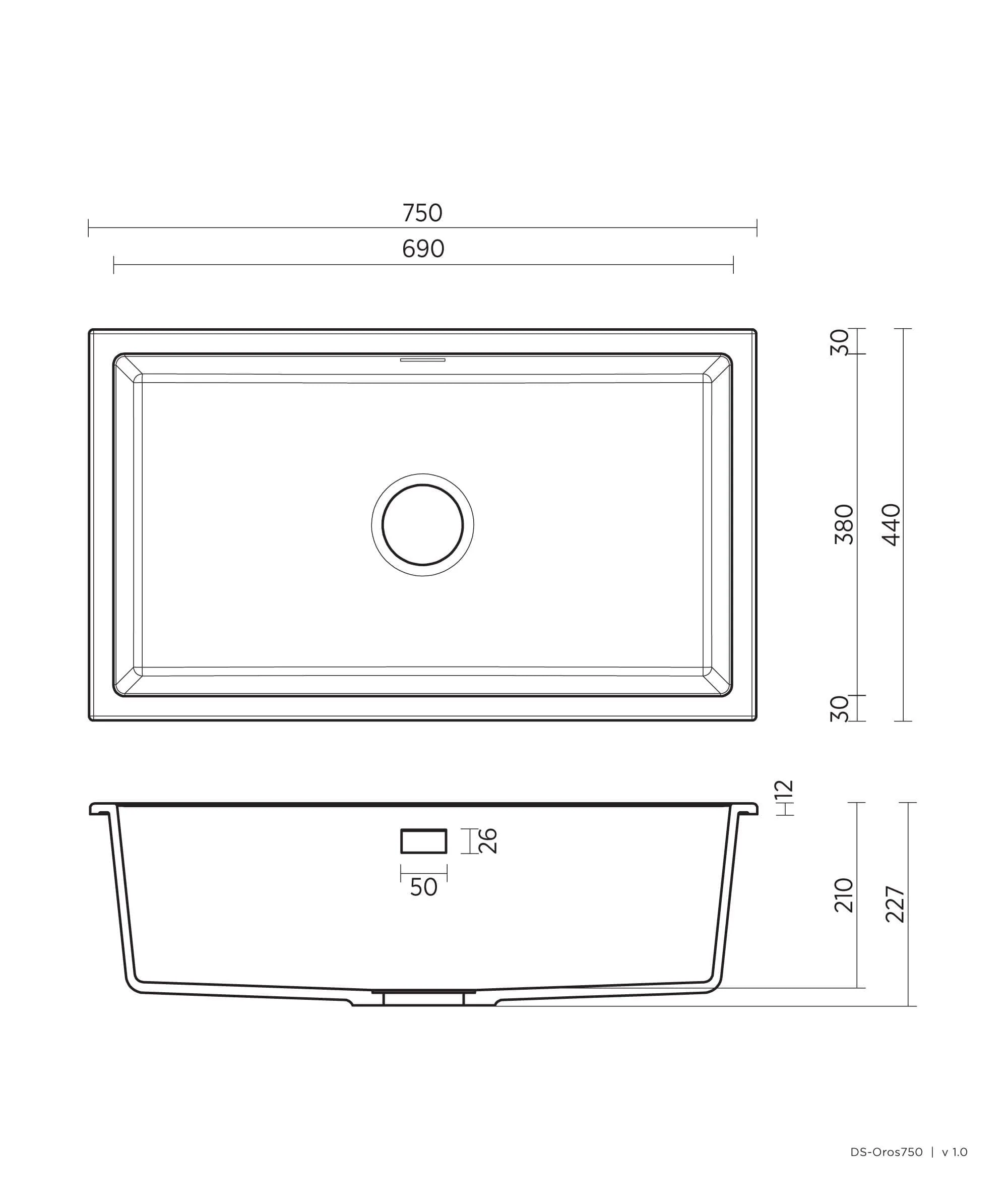 Seima Oros 750 Arqstone sink Black or White