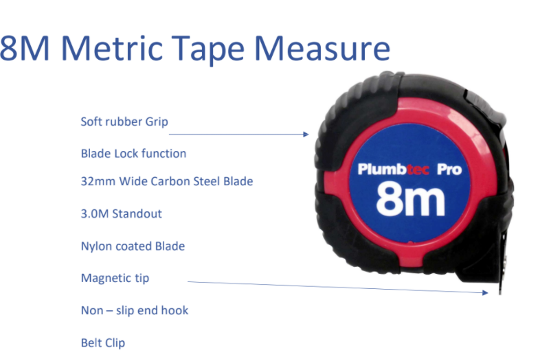 Plumbtec 8m Tape Measure