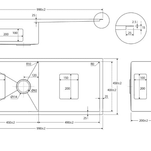 Fienza Hana 36L Single Kitchen Sink with Drainer