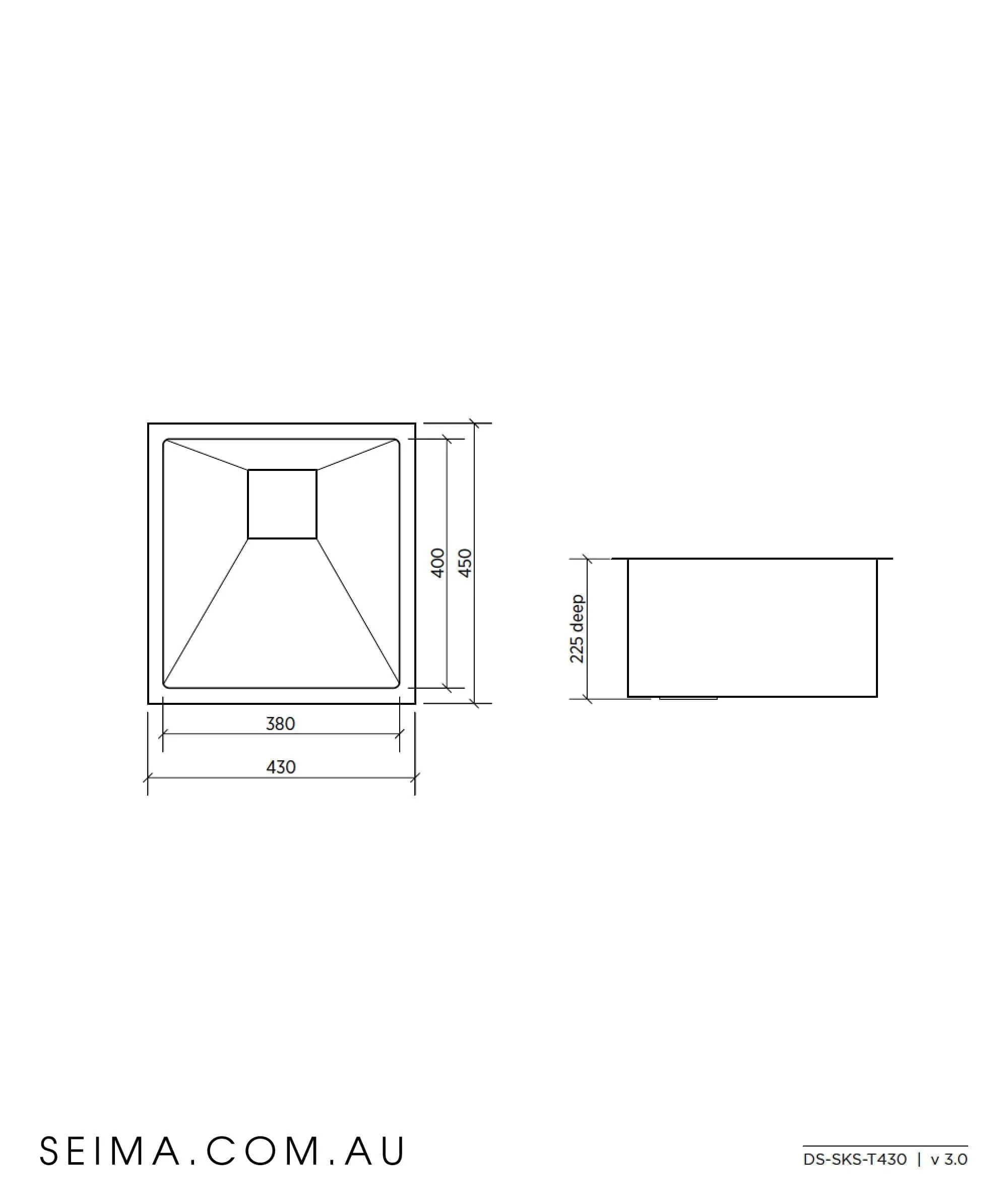 Seima Tetra 430 Single Bowl Over/Undermount Sink 191695
