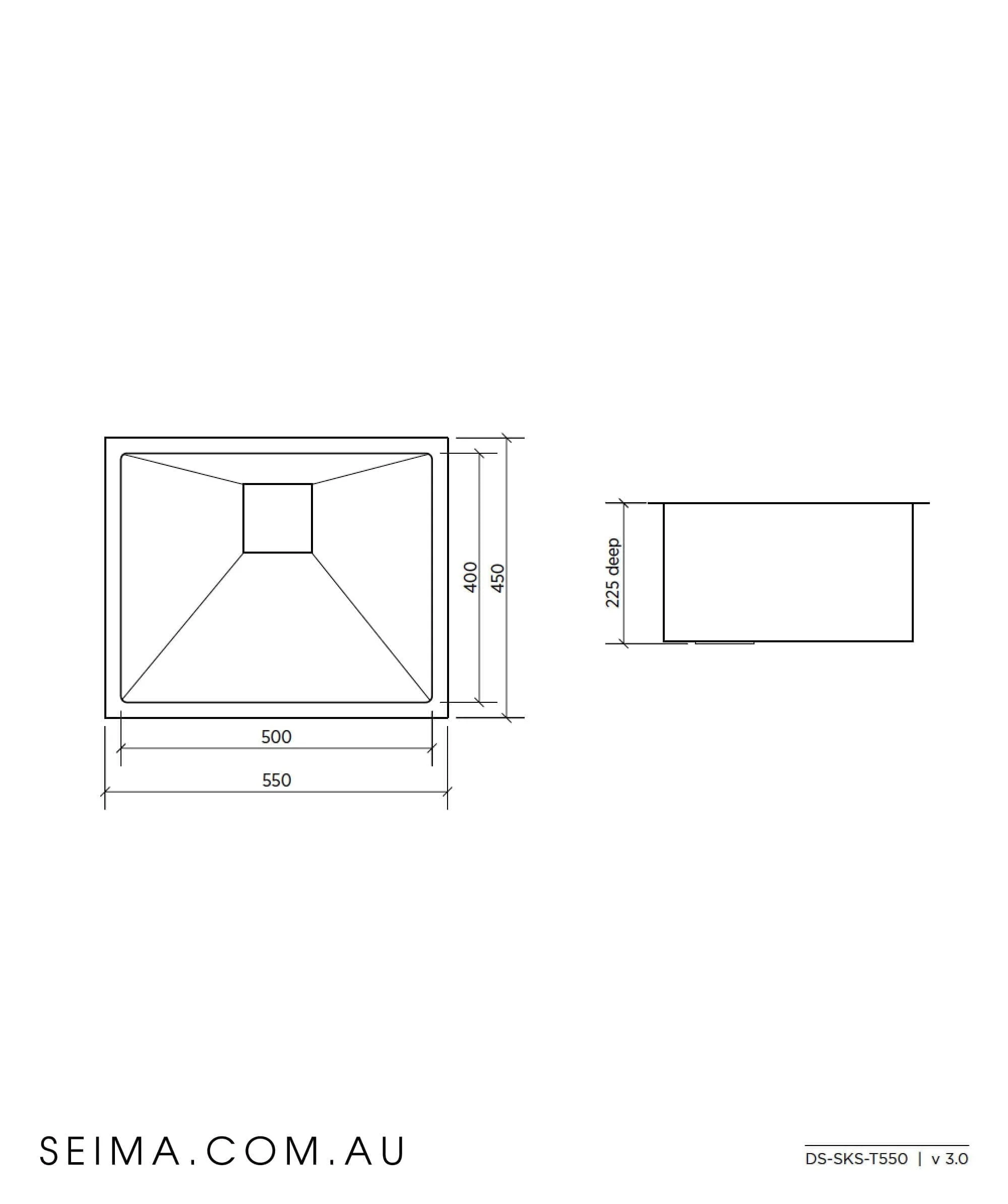 Seima Tetra 550 Single Bowl Over/Undermount Sink 191697