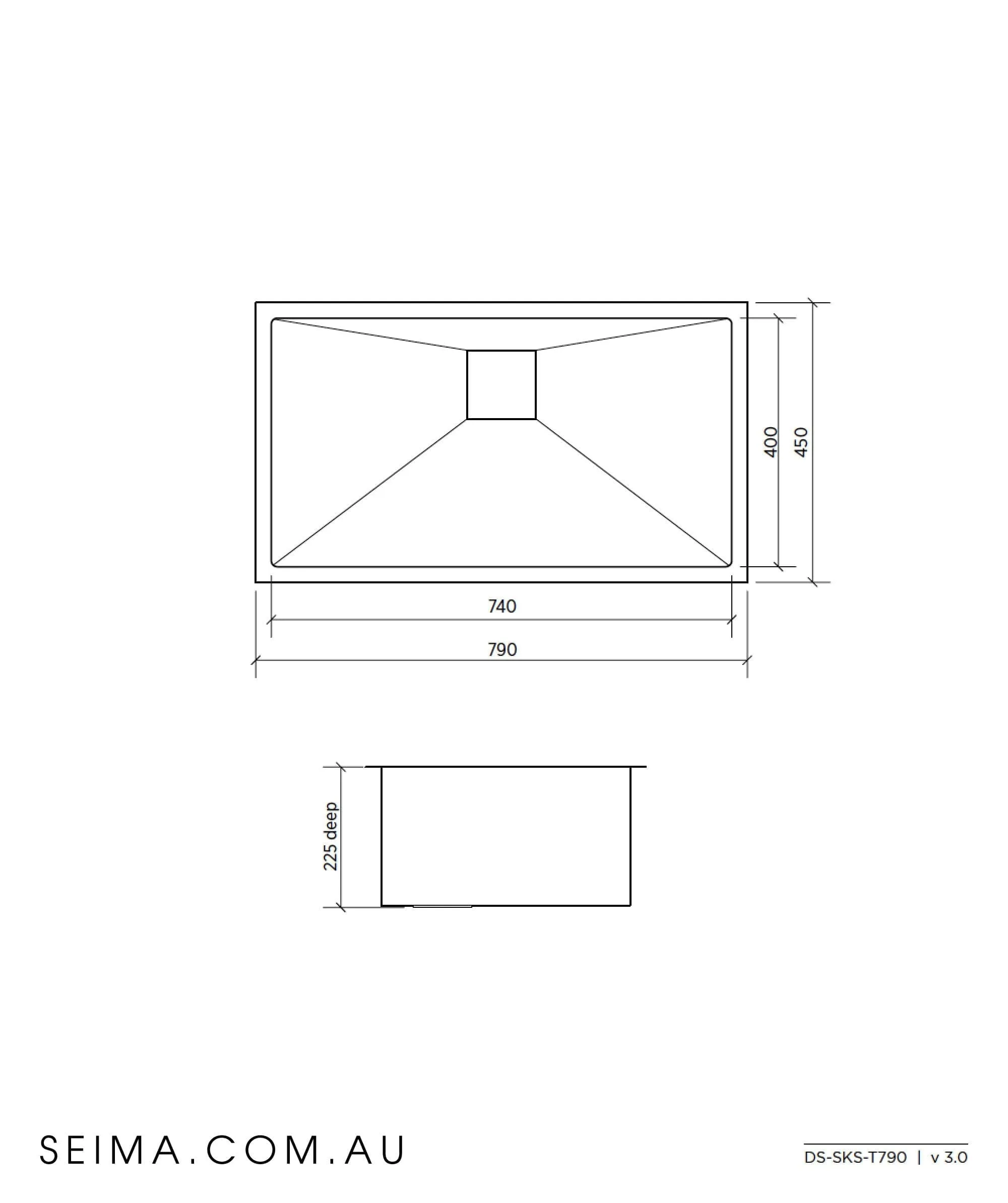 Seima Tetra 790 Single Bowl Over/Undermount Sink 191702
