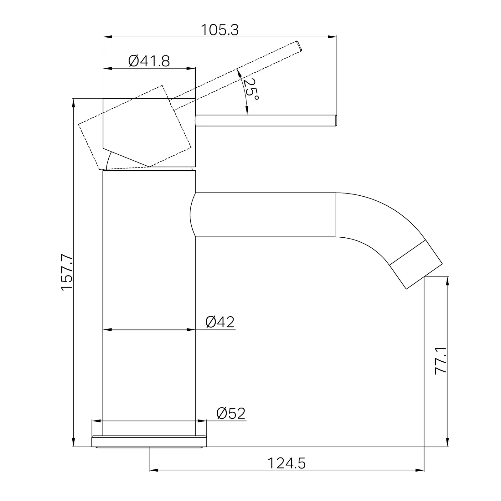 nero mecca basin mixer – dimension drawing Nero Mecca basin mixer – dimension drawing