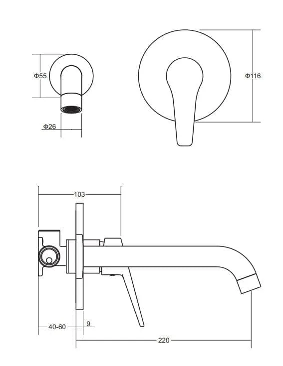 Alder Soho Wall basin bath mixer Spec Alder Soho Wall basin bath mixer Spec