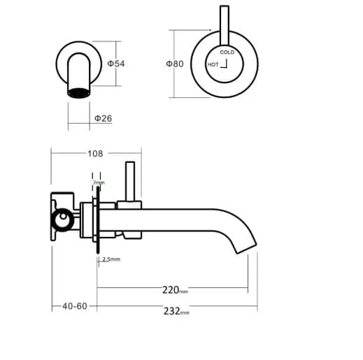 Alder Wish Wall Basin/Bath Mixer - CLEARANCE - Image 3