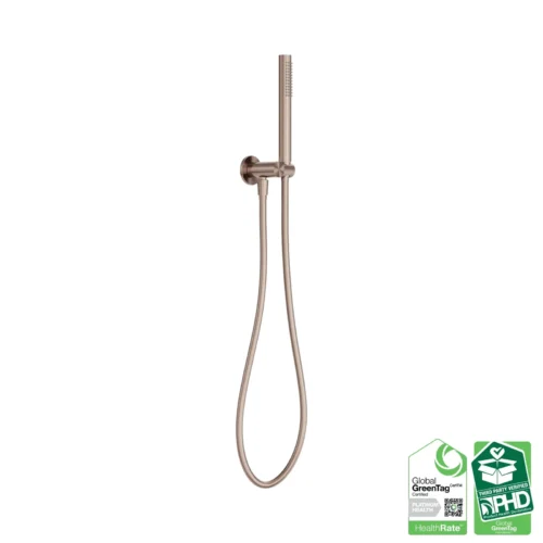 Nero Zen hand shower on bracket in brushed bronze with PVC shower hose