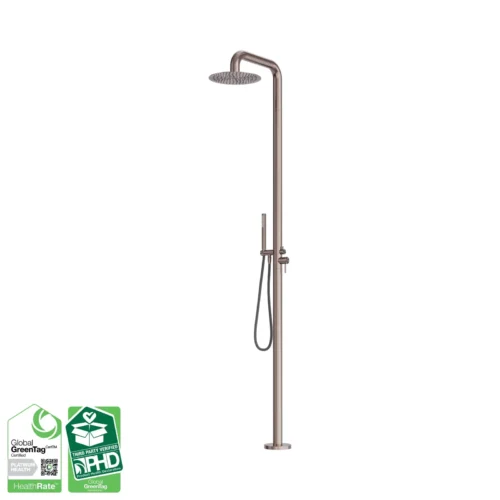 Nero Zen outdoor freestanding shower column in brushed bronze