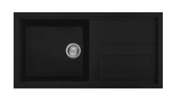 Artusi Granitek Single Bowl Sink with drainer - Black