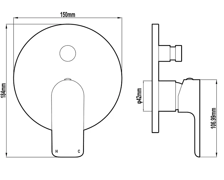 Harmony Bassini Wall Mixer With Diverter - CLEARANCE - Image 2