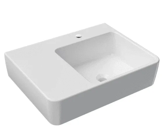 Parisi Quasar 600mm Wall Basin Left Shelf RH Bowl