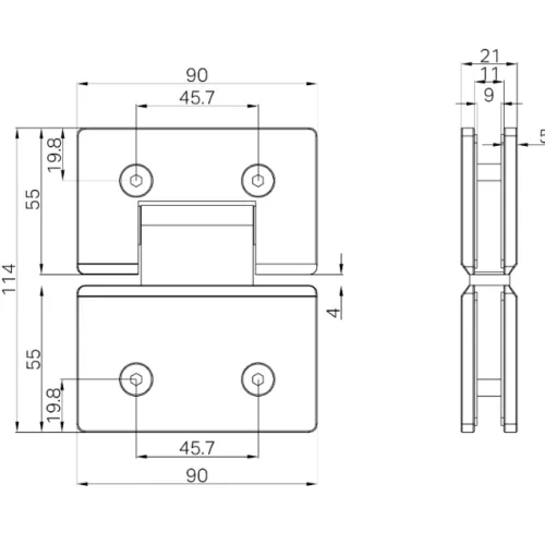 nero 180° glass to glass shower hinge