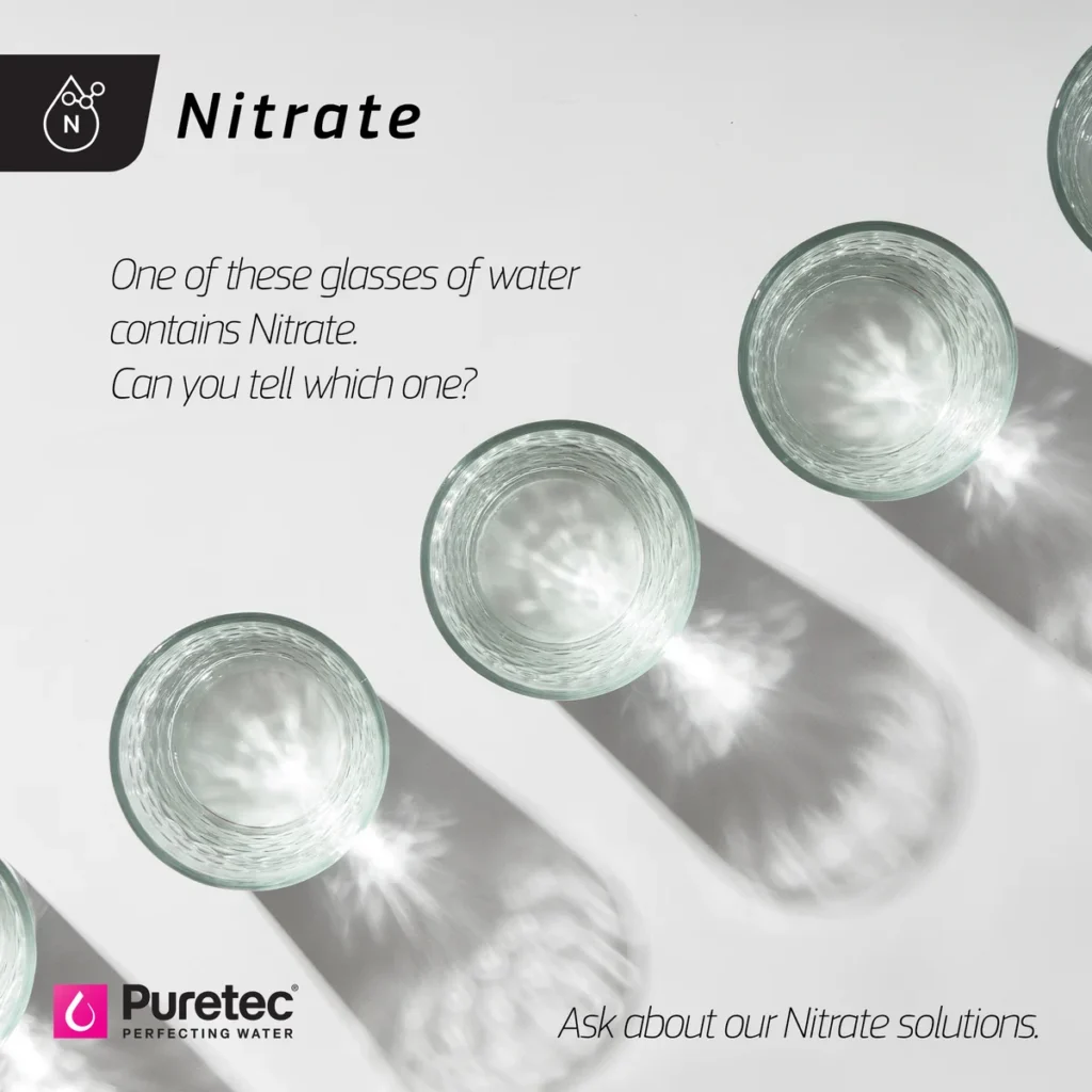 Glasses of water – one contains nitrate